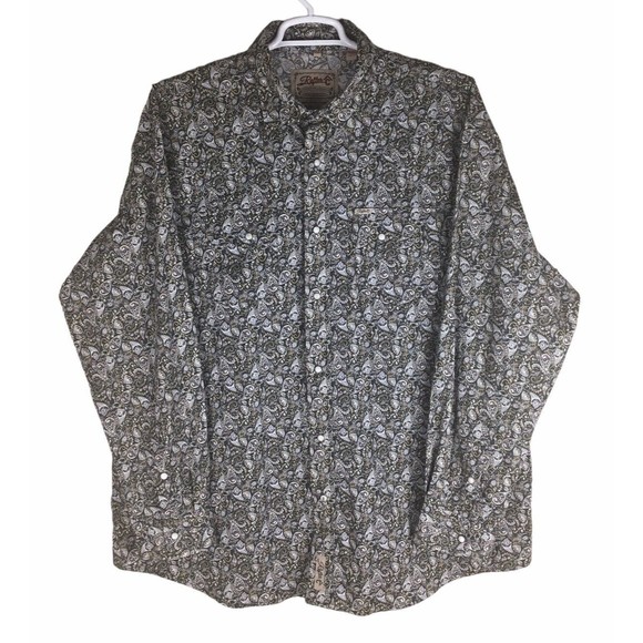 Rafter C Mens Long Sleeve Button Down Paisley Pattern Pearl Snap Shirt size 2XL - Picture 1 of 11
